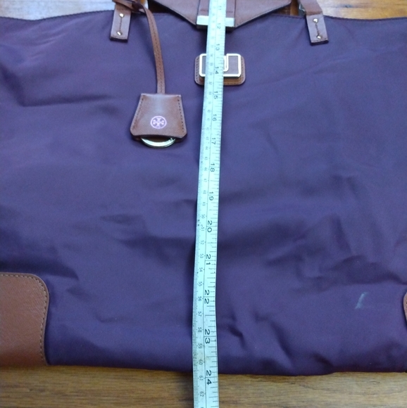 Tory Burch Large Purple Nylon Zip Top Travel Tote Bag Purse - Picture 11 of 16